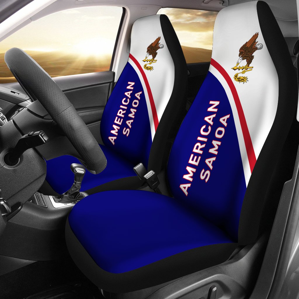 American Samoa Car Seat Covers - American Samoa Flag Polynesian Curve Version Universal Fit Black - Polynesian Pride