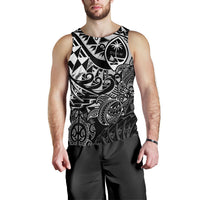 Guam Polynesian Tank Top (Men) - White Turtle Flowing - Polynesian Pride
