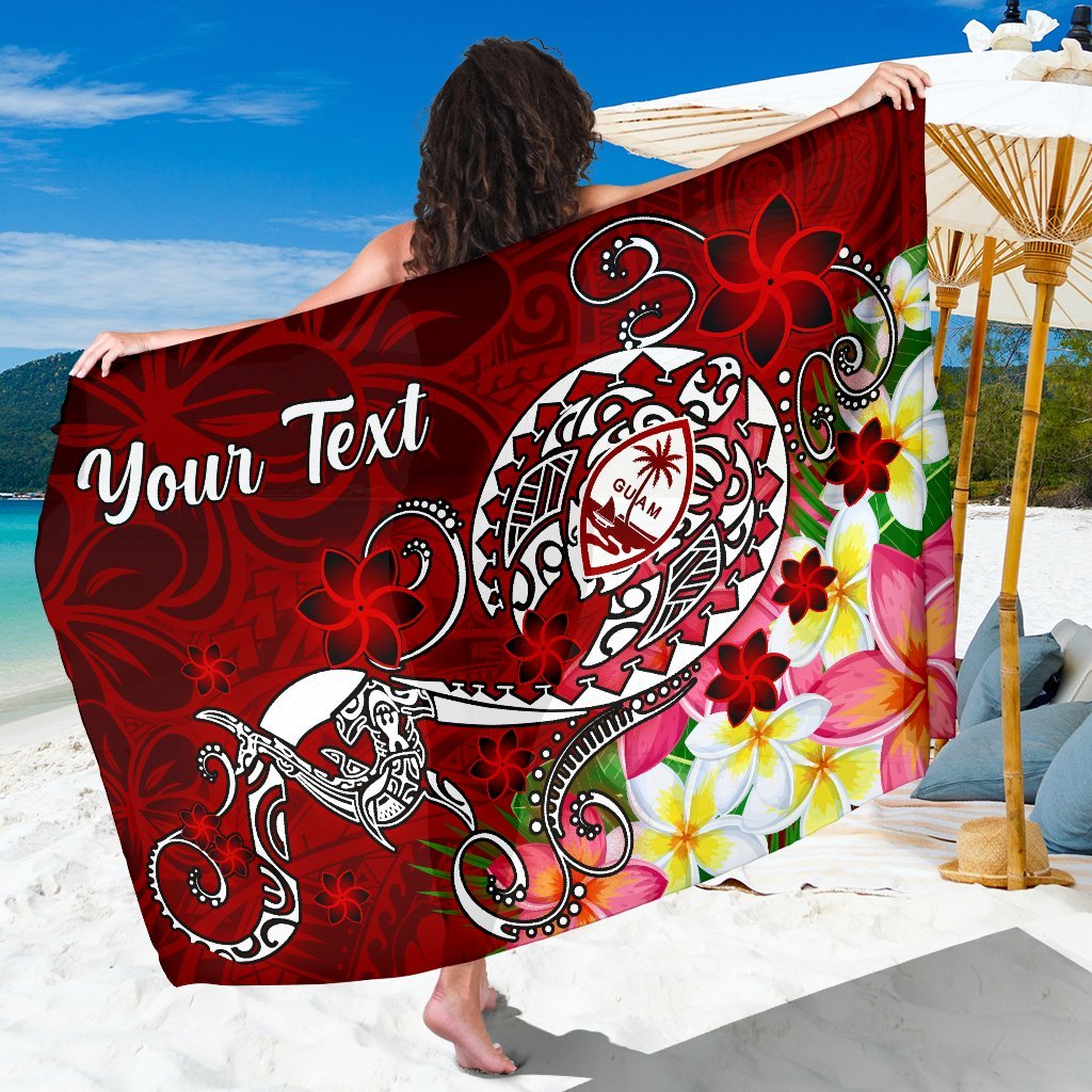 Guam Custom Personalised Sarong - Turtle Plumeria (Red) One Style One Size Red - Polynesian Pride