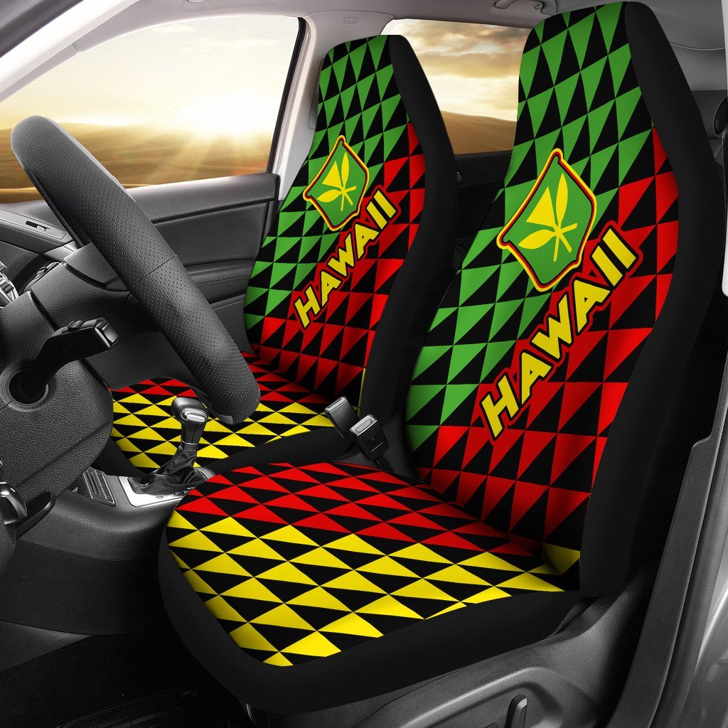 Hawaii Car Seat Covers - Hawaii Kanaka Maoli Flag - Th5 Universal Fit Black - Polynesian Pride