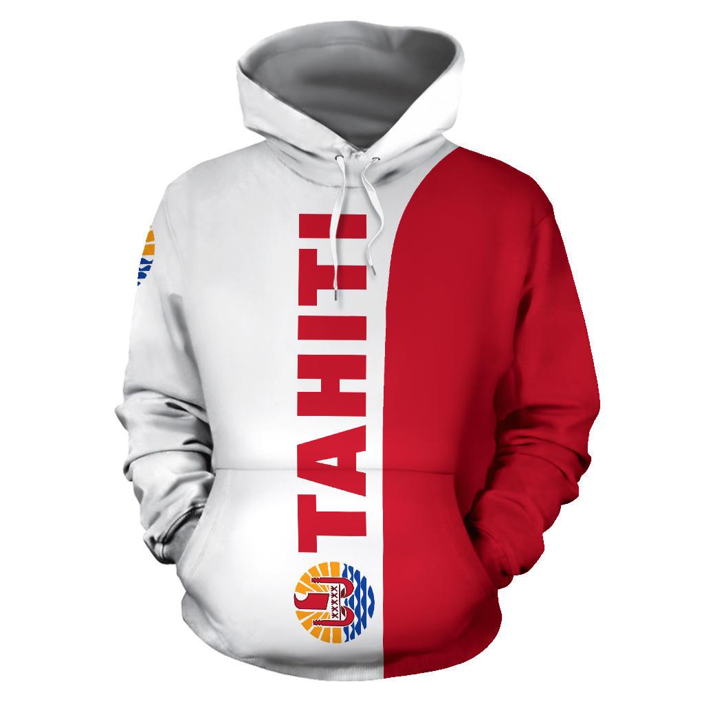 Tahiti All Over Hoodie Shoulder Style - Polynesian Pride