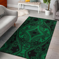 Hawaii Area Rug Polynesian Plumeria Mix AH Rug Green Black - Polynesian Pride