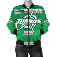 Manawatu Turbos Women Bomber Jacket Maori Vibes Green - Polynesian Pride