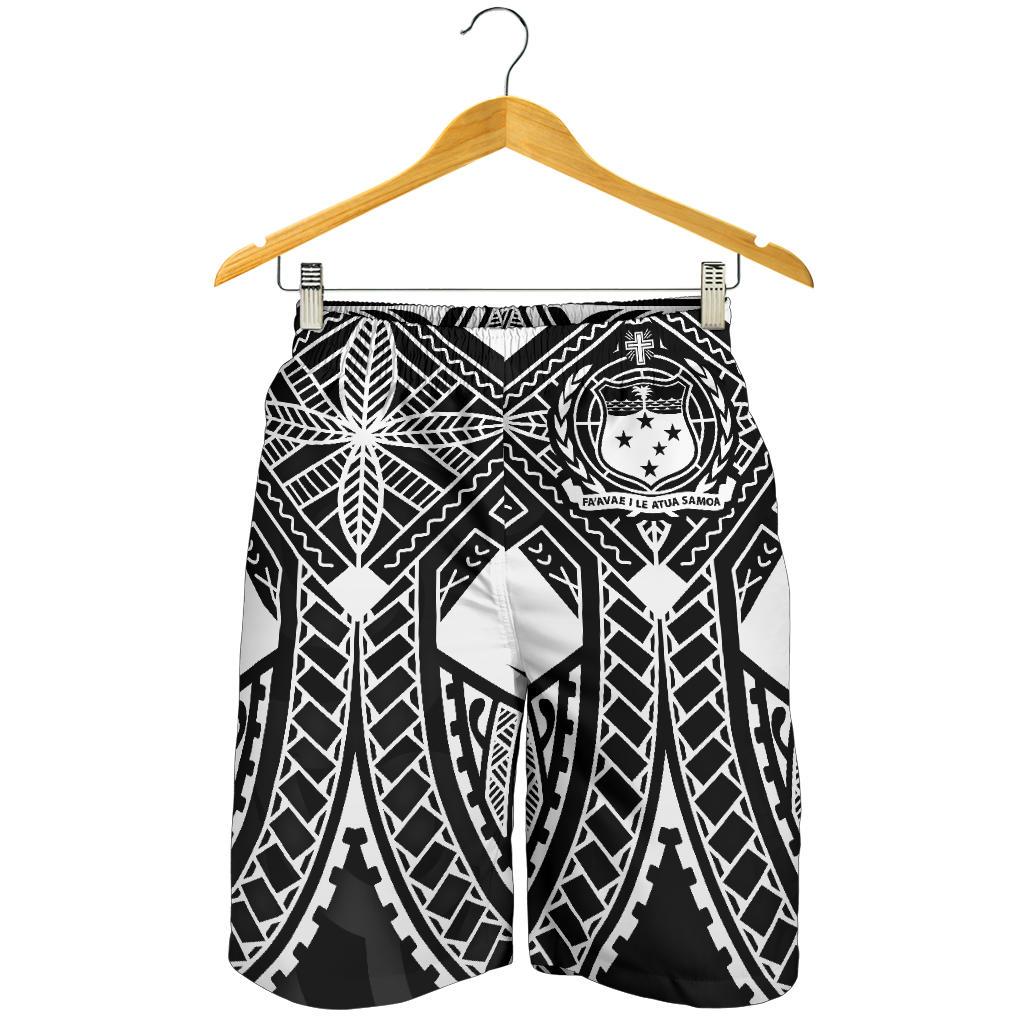 Samoa Polynesian Men's Shorts - Samoa White Seal with Polynesian Tattoo - Polynesian Pride
