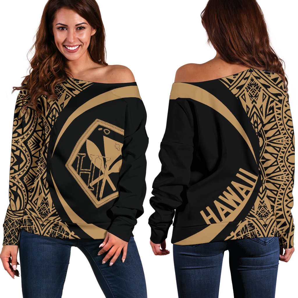 Kanaka Polynesian Women's Off Shoulder Sweater 04 White - Polynesian Pride