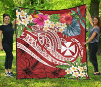 Wallis and Futuna Polynesian Premium Quilt - Summer Plumeria (Red) - Polynesian Pride