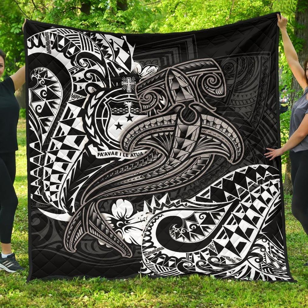 Samoa Premium Quilt - White Shark Polynesian Tattoo - Polynesian Pride