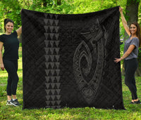 Hawaii Kakau Makau Fish Hook Polynesian Premium Quilt - Grey Grey - Polynesian Pride