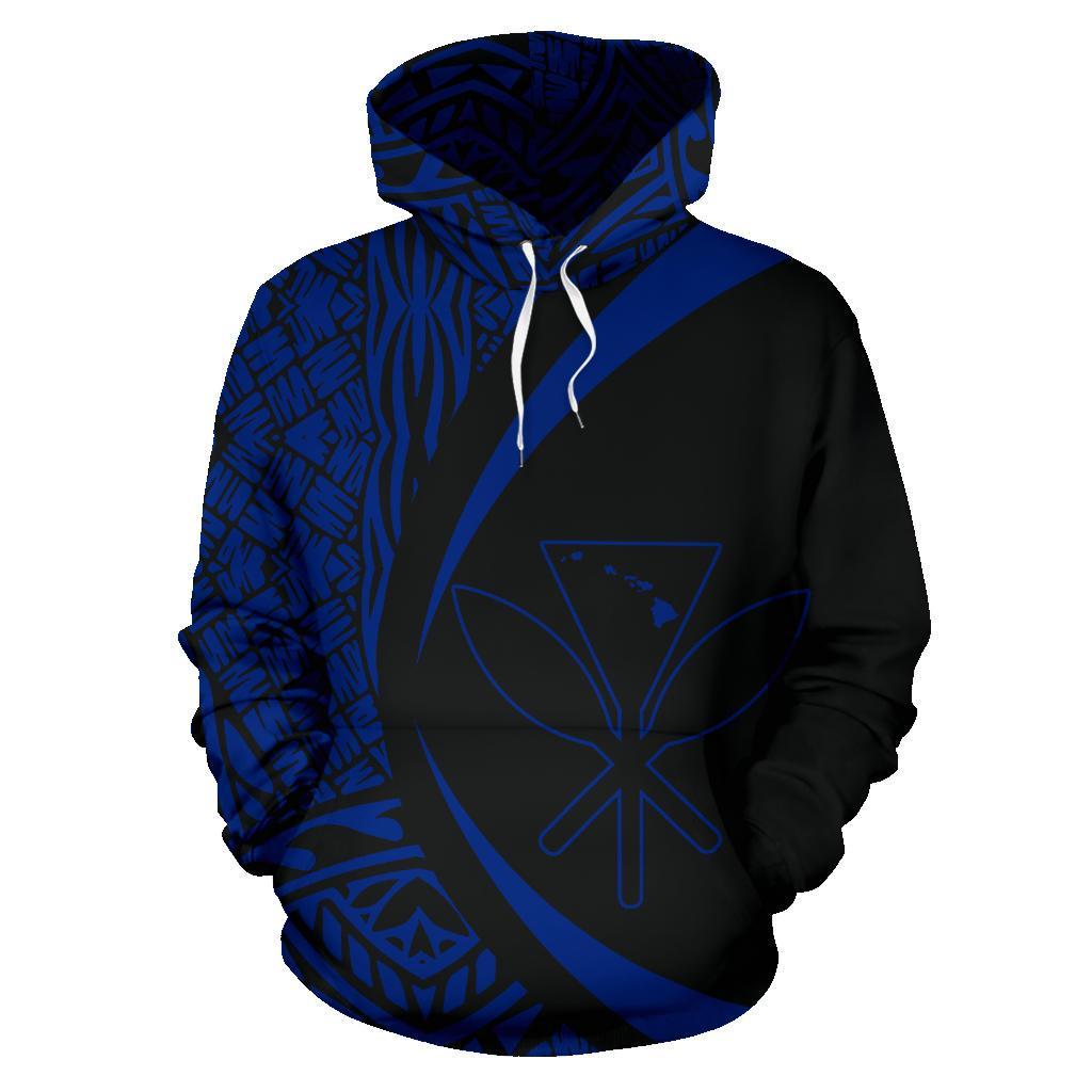Polynesian Kanaka Maoli Map of Hawaii Hoodie Blue Circle Style - Polynesian Pride