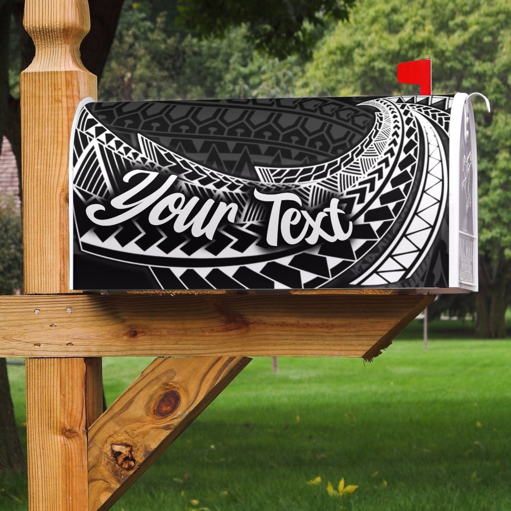 Guam Mailbox Cover - Custom Personalised Tropical Flowers Style Mailbox Cover - Guam Black - Polynesian Pride
