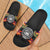 American Samoa Slide Sandals - Polynesian Hibiscus Pattern Black - Polynesian Pride