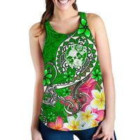Tonga Women's Racerback Tank - Turtle Plumeria (Green) - Polynesian Pride