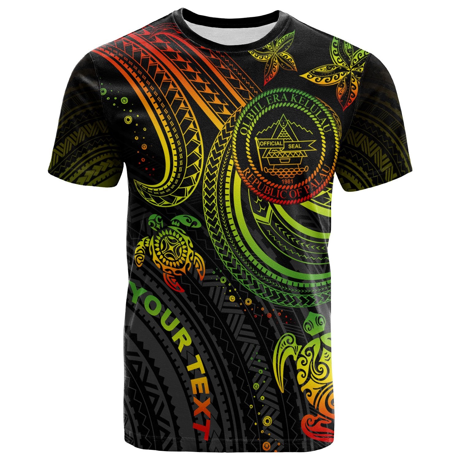 Palau Custom T shirt Reggae Turtle Unisex Art - Polynesian Pride