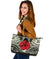 Personalised - Hawaii Hibiscus Culture Polynesian Large Leather Tote - Polynesian Pride