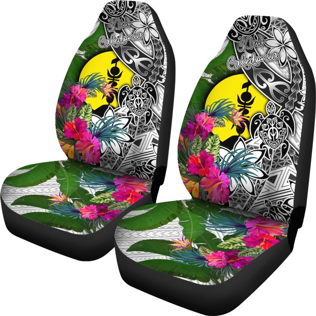 New Caledonia Car Seat Covers White - Turtle Plumeria Banana Leaf - Polynesian Pride