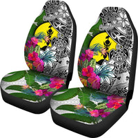 New Caledonia Car Seat Covers White - Turtle Plumeria Banana Leaf - Polynesian Pride