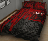 Tahiti Quilt Bed Set - Tahiti Seal In Heartbeat Patterns Style (Red) - Polynesian Pride