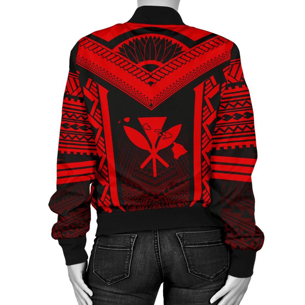 Hawaiian Kanaka Polynesian Women's Bomber Jacket Active Red - Polynesian Pride