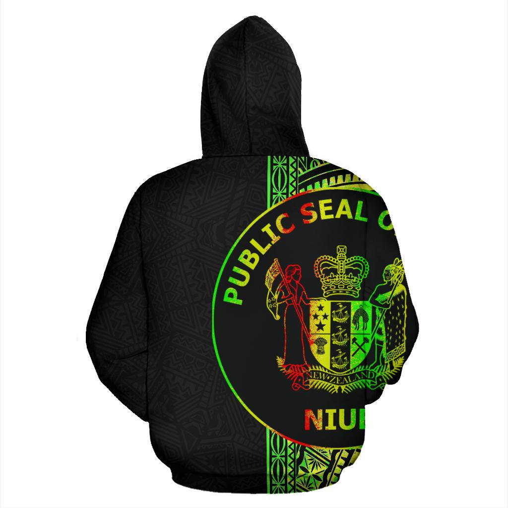 Niue Polynesian Custom Zip up Hoodie Line Reggae - Polynesian Pride