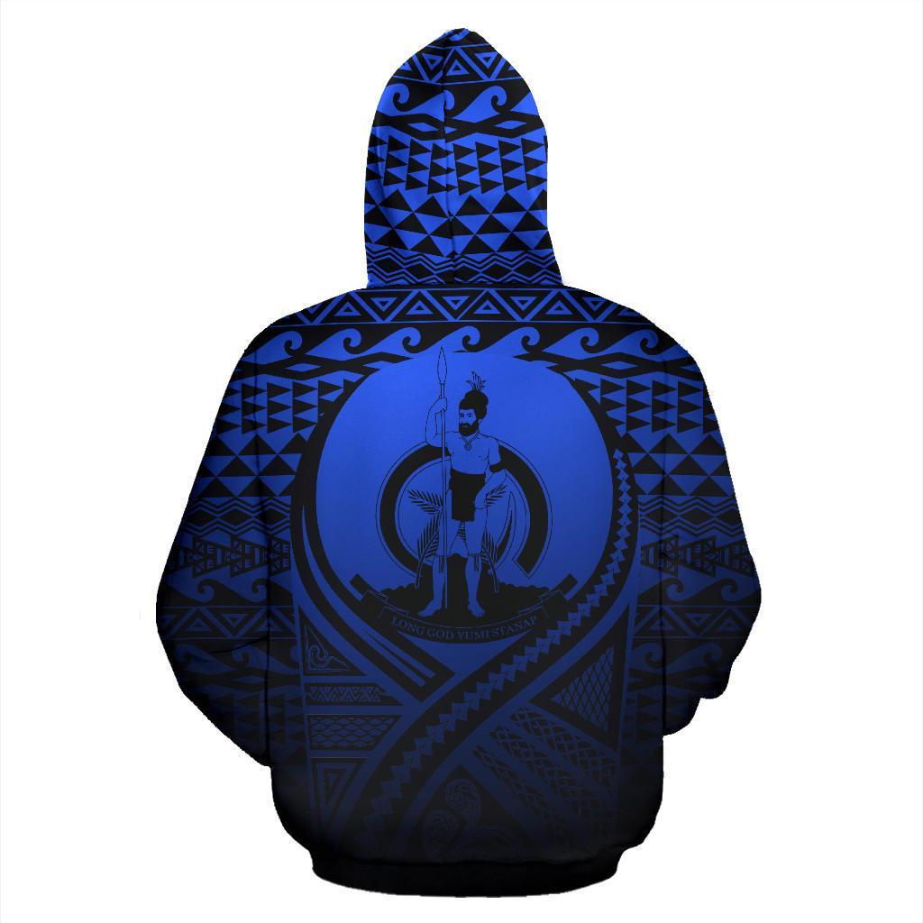 Vanuatu All Over Zip up Hoodie Lift up Blue - Polynesian Pride