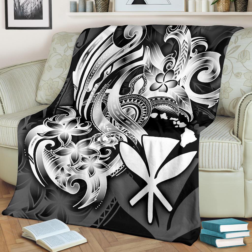 Polynesian Hawaii All Over Premium Blanket - Kanaka Maoli White Turtle - Polynesian Pride