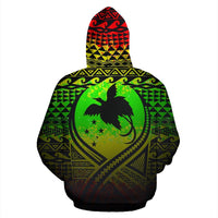 Papua New Guinea All Over Zip up Hoodie Lift up Reggae - Polynesian Pride