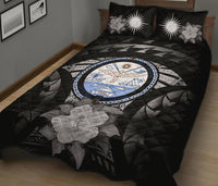 Marshall Islands Polynesian Quilt Bed Set Hibiscus Gray - Polynesian Pride