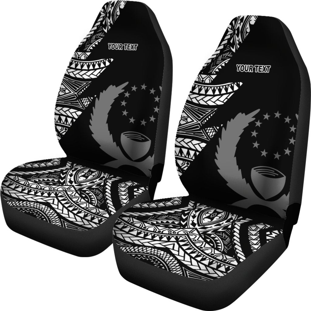 Pohnpei Personalised Custom Car Seat Covers - Micronesian Pattern Flash Black - Polynesian Pride