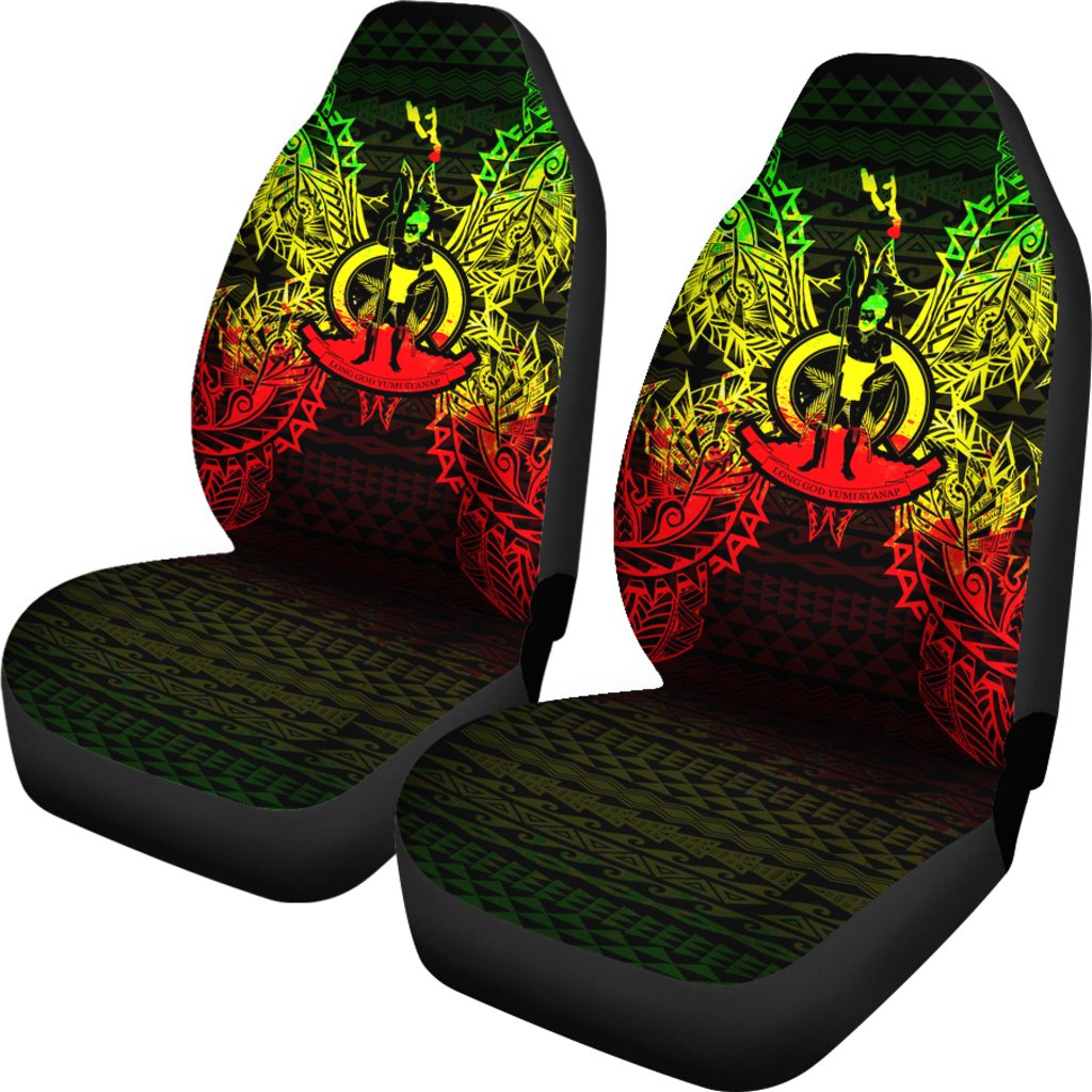 Vanuatu Car Seat Cover - Vanuatu Coat Of Arms Map Reggae - Polynesian Pride