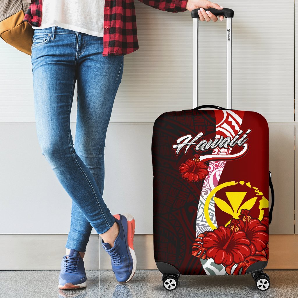 Hawaii Polynesian Luggage Covers - Coat Of Arm With Hibiscus - Polynesian Pride