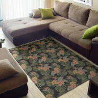 Tropical Hibiscus Monstera Leaf Rug - Polynesian Pride