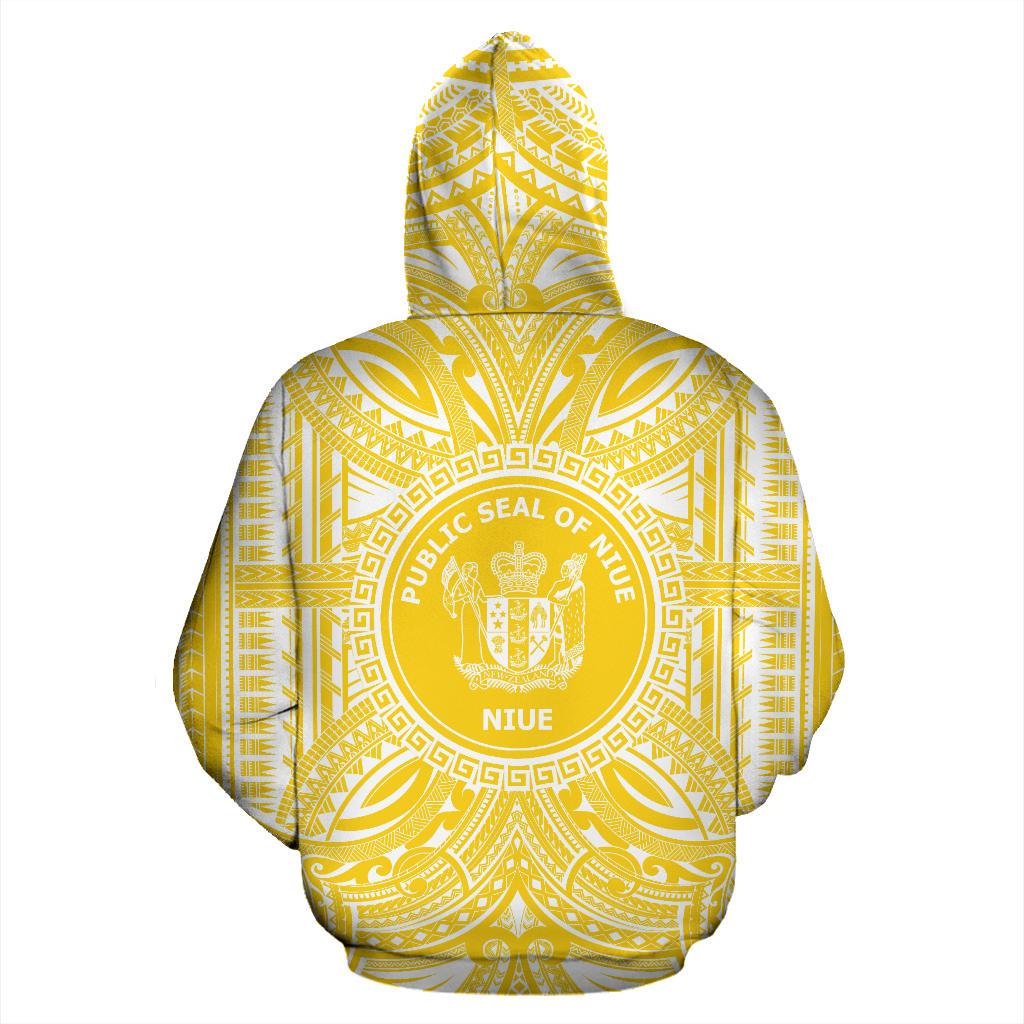 Niue ll Over Hoodie Niue Coat of rms Polynesian Flag Color - Polynesian Pride