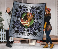 Hawaii Polynesian Premium Quilt - Hawaiian Dancing Girl Silver - Polynesian Pride