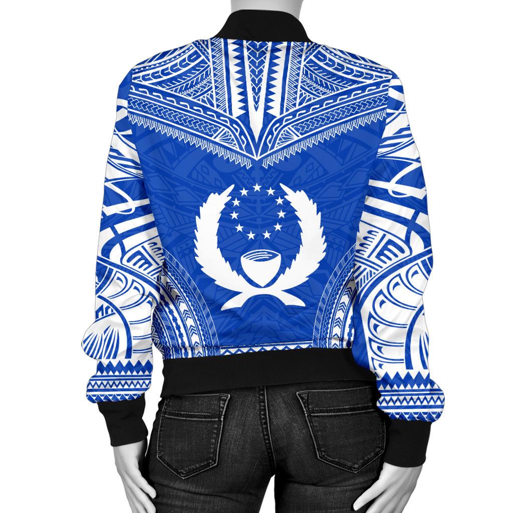 Pohnpei Flag Polynesian Chief Women'S Bomber Jacket - Polynesian Pride