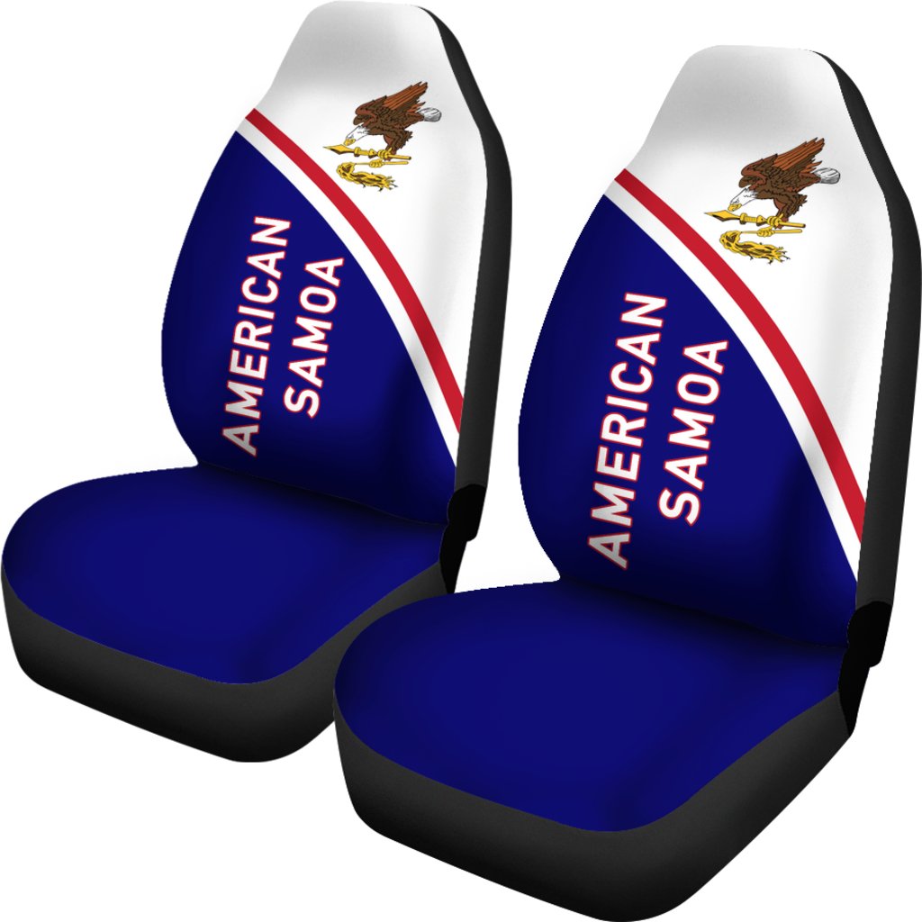 American Samoa Car Seat Covers - American Samoa Flag Polynesian Curve Version - Polynesian Pride