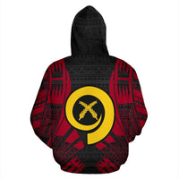 Vanuatu Polynesian Zip up Hoodie Red Tattoo - Polynesian Pride