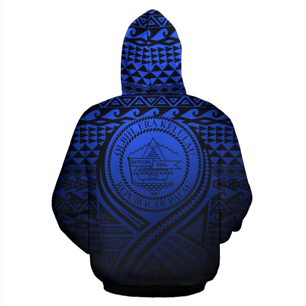 Palau All Over Zip up Hoodie Lift up Blue - Polynesian Pride