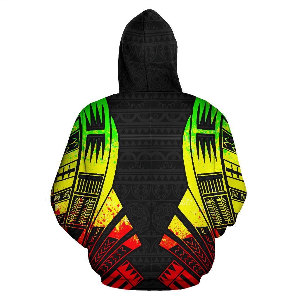 Poly All Over Custom Zip up Hoodie Polynesian Tattoo Reggae Color Style - Polynesian Pride