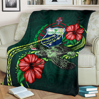 Samoa Polynesian Premium Blanket - Green Turtle Hibiscus - Polynesian Pride