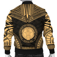 Northern Mariana Islands Polynesian Chief Men's Bomber Jacket - Gold Version - Polynesian Pride