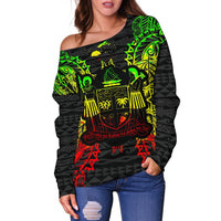 Fiji Polynesian Shoulder Sweater Map Reggae - Polynesian Pride