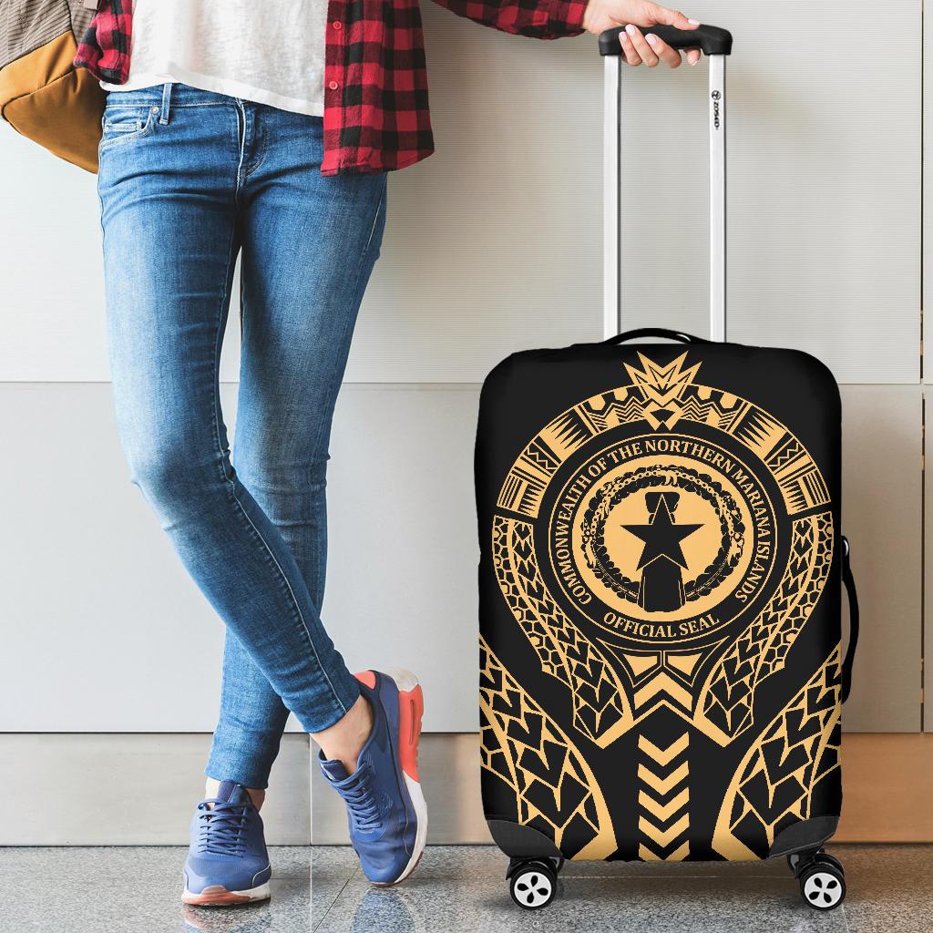 Northern Mariana Islands Luggage Cover - Micronesian Tribal Gold - Polynesian Pride