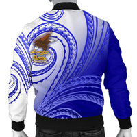 American Samoa Polynesian Custom Personalised Personalized Men's Bomber Jacket - Bald Eagle (Blue) - Polynesian Pride