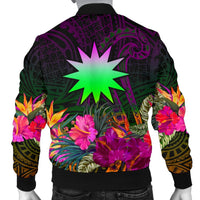 Nauru Personalised Men's Bomber Jacket - Summer Hibiscus - Polynesian Pride