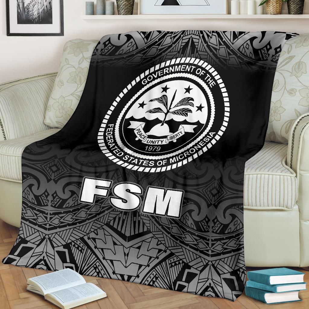 Federated States of Micronesia Premium Blanket - Black Fog Style - Polynesian Pride
