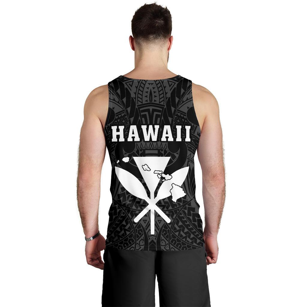 Hawaii Kakau Makau Fish Hook Kanaka Map Men's Tank Top Polynesian - White - Polynesian Pride