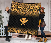 Hawaii Premium Quilt - Gold Kanaka Maoli Polynesian Tattoo & Black Frog - Polynesian Pride