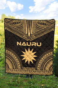 Nauru Premium Quilt - Nauru Flag Polynesian Chief Gold Version - Polynesian Pride