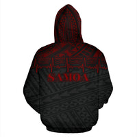 Samoa Polynesian All Over Zip up Hoodie Red Heartbeat Style - Polynesian Pride