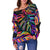 Palm Leaves Women's Off Shoulder Sweater - Neon Color - Polynesian Pride